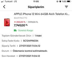 7749 TL Apple iPhone 12 Mini 64GB Green Akıllı Telefon