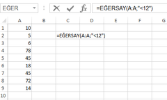  EXCEL EĞERSAY FONKSİYON KULLANIMI