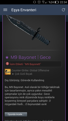  *Satılık*M9 Bayonet Gece