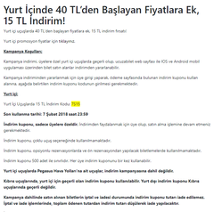 Uçak bileti 15 TL indirim (Alt Limit Yok)