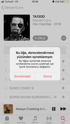 IOS 13 içerik sınırlaması/sansür sorunu