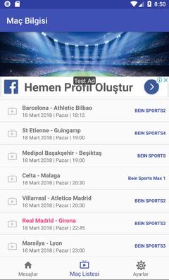 Maç Bilgisi App - Maç yayın listesi, Anlık maç sonuçları ve kadrolar