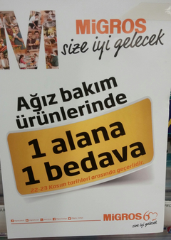  Migrosta 22-24 tarihleri arasında ağız bakım ürünleri 1 alana 1 bedava