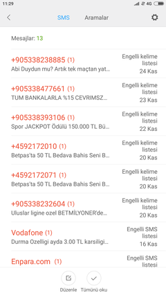 Cep telefonu numaralarından gelen bahis sitesi reklamları nasıl engellerim ? 