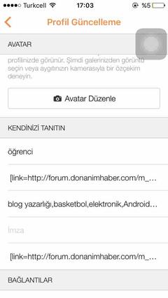 Profil Düzenleme kedinizi tanıtın hatası.