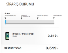 Turkcell.com.tr iPhone 7 Plus 32 GB Siyah Siparişi