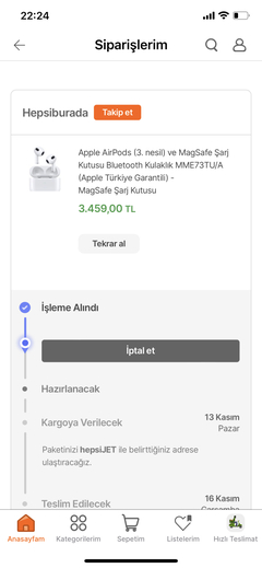 Hepsiburada Apple Airpods kulaklıklarda 300 lira indirim (kişiye özel)