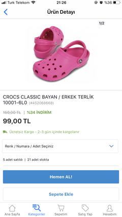 Sağlıkçılar doluşun! Crocs klasik unisex terlik 99₺. | DonanımHaber Forum