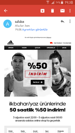 adidas online da 50saatlik %50 indirim