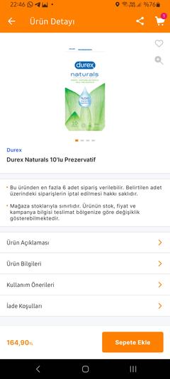 Durex Naturals 10 lu 34,95 ₺ - A101 kapıda | DonanımHaber Forum