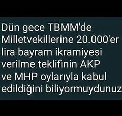 milletvekillerine 20.000 şer bin bayram ikramiyesi