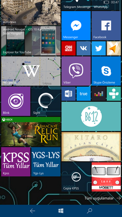  Windows 10 Mobile Ana Ekranlarınız