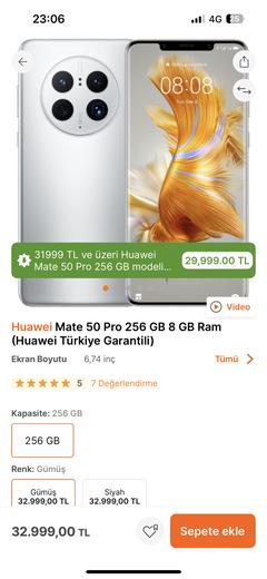 Ilık Fırsat Kişiye Özel Huawei Mate 50 pro 3.000₺ indirim(29.999₺)