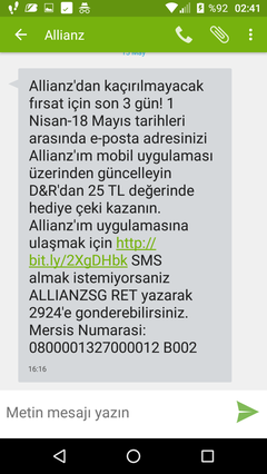 Allianz e-posta dogrulayana D&R 25TL hediye ceki