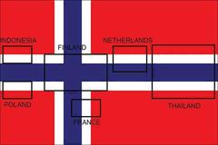  Norveç bayrağına bakın.