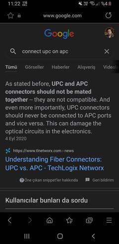 APC Girişli ONT'ye UPC fiber konektör taktılar...