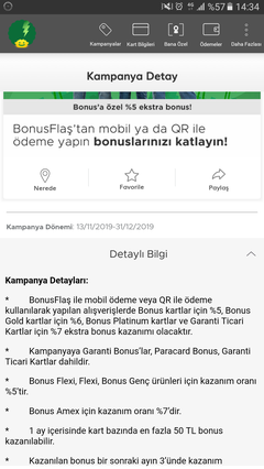 Garanti bonus kartlarınızla mobil veya Qr ödemeye yıl sonuna kadar ekstra %5 bonus