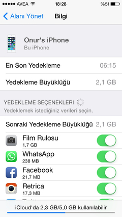 icloud da neden 2 tane whatsapp yedegi var