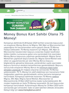 Money Bonus Kart Sahibi Olana 75 Money!