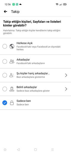  Facebookta beğendiğim fotoğrafların ve yaptığım yorumların arkadaşlarım tarafından görünmesin