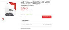AMD Excavator Mimarili Bristol Ridge kodlu Soket AM4 APU ailesini kutulu olarak satışa sundu.