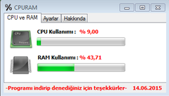 CPURAM - 'CPU ve RAM Kullanımını Görme Programı'