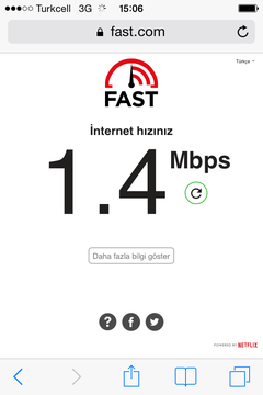 Turkcell hızım 1mbps yi geçmiyor.