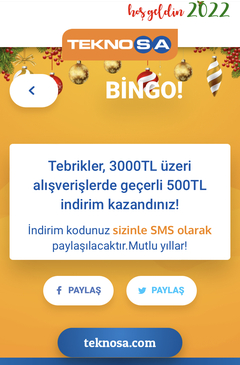 Teknosa bingo hediye çeki (3000/250-3000/500) | DonanımHaber Forum