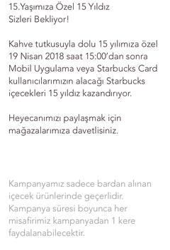 Starbucks 15 yıldız kampanyası