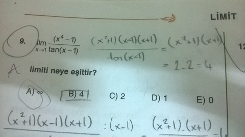 Apotemi'den Seçme LİMİT Soruları