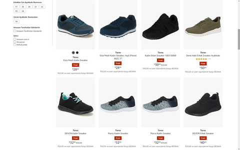 AMAZON.TR TOREX MARKA (flo MARKASI) AYAKKABILAR 24,28,32,35,40 lira