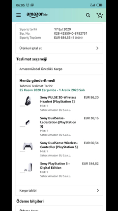 Amazon Yurtdışı PlayStation 5 Sipariş Konusu