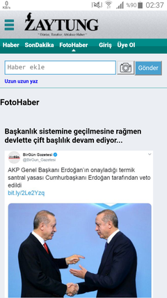 AKP Genel Başkanı Erdoğan’ın onayladığı termik santral yasası C başkanı Erdoğan tarafından veto etti