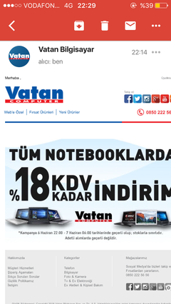 Vatan Bilgisayar tüm Laptop larda kdv indirimi