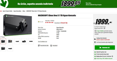 MICROSOFT XBOX ONE X 1TB 1899 TL +10 TL Kargo Mediamarkt.com.tr - 19 Nisan'a kadar