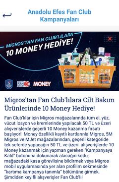 Anadolu Efes Fun Club tan 50 tl ye 10 Money hediye