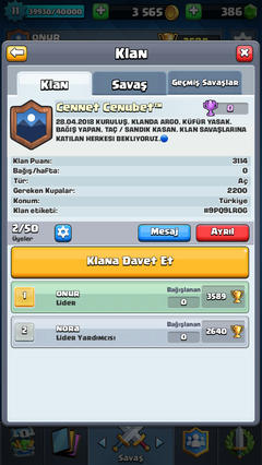 Clash Royale Yeni Klan Daveti 