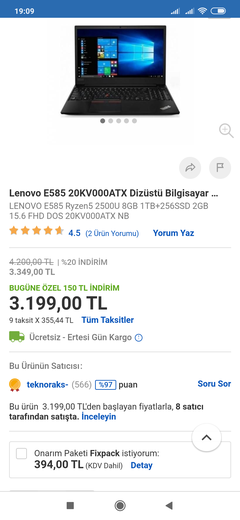 Lenovo V155-15API (3500U) Ana Konu; Kendi Fiyat Aralığındaki En İyi Dizüstü