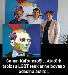 Atatürk'ü LGBT Renklerine Boyayıp Duvara Astılar!