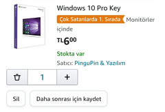 Amazon da Satılan Windows 10 Keyi