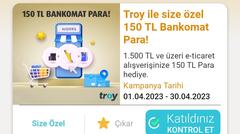 (Kişiye Özel) Vakıf Bankomat Kart (Troy) 150/50 toplamda 100 TL Bankomat Para