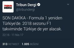 SON DAKİKA - FORMULA 1 TÜRKİYE GERİ DÖNDÜ !