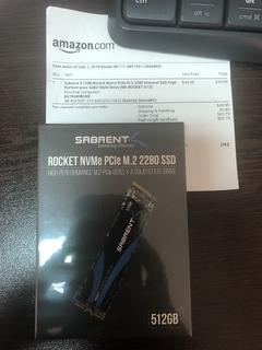 satıldı - Sabrent 512GB Rocket Nvme PCIe M.2 2280 Internal SSD
