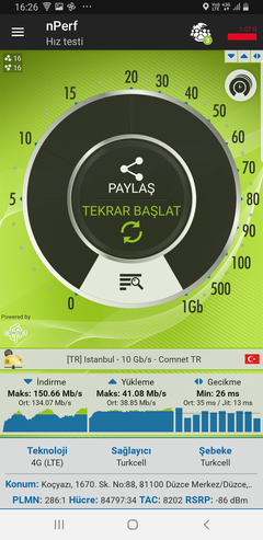 TÜM OPERATÖRLER 4,5G HIZ TESTİ [ANA KONU] 5G YE DOĞRU ADIM ADIM