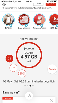 Vodafone Haftalık Çark hediyelerini buyrun yazalım