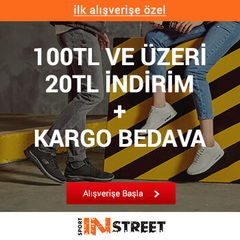 Sport In Street markasında "İlk Alışverişe Özel 100 Tl ve Üzeri 20 TL İndirim ! Kargo Bedava"