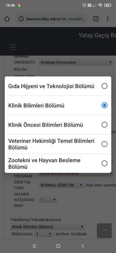 Yatay geçiş Veterinerlik fakültesi bölüm sorunsalı