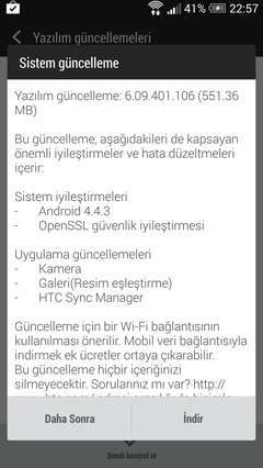  HTC ONE M7 YENI GUNCELLEME