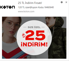 Koton.com sepette%25 + 100/25 COMBO (BİTTİ)