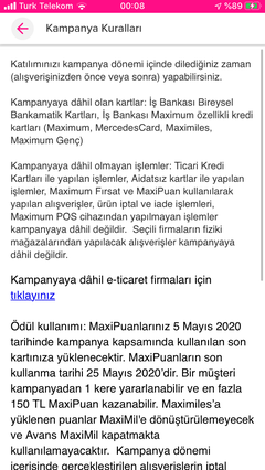 Maximum seçili e ticaret sektörlerinde 3*500 TL Harcamaya 150 TL Maxipuan!